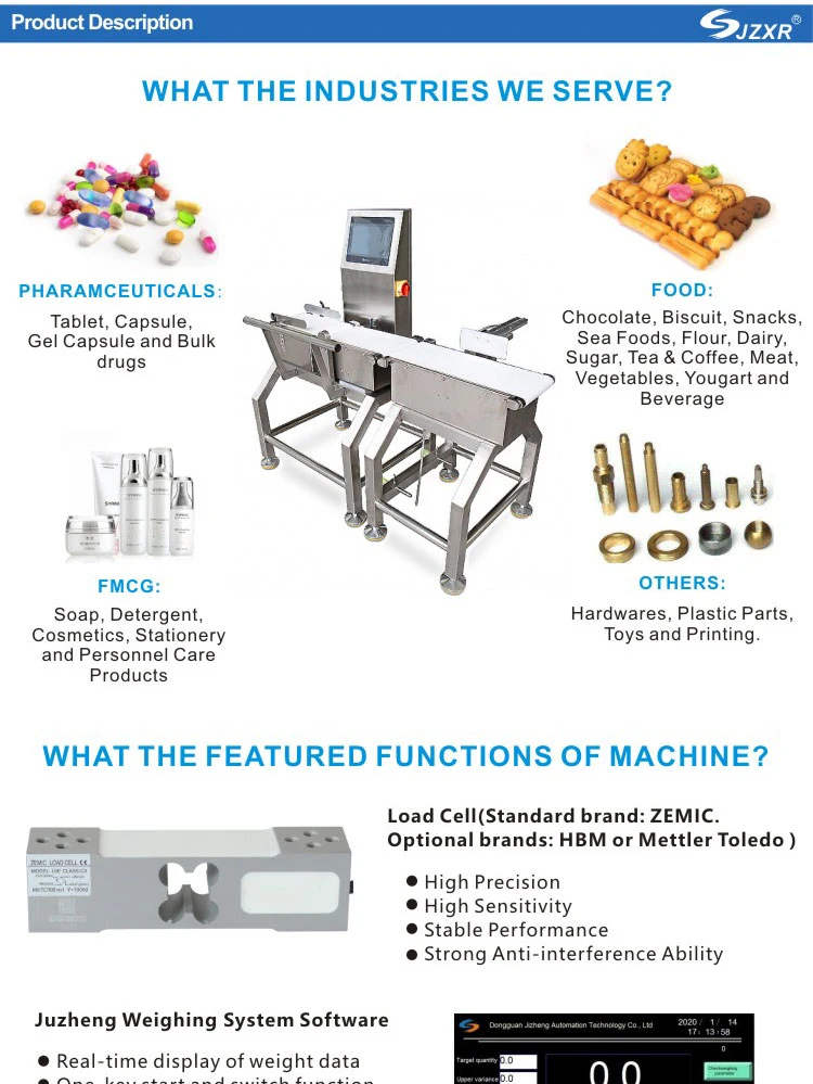 Juzheng in Motion Clamping Conveyor Bottles Automatic Dynamic Checkweigher Conveyor