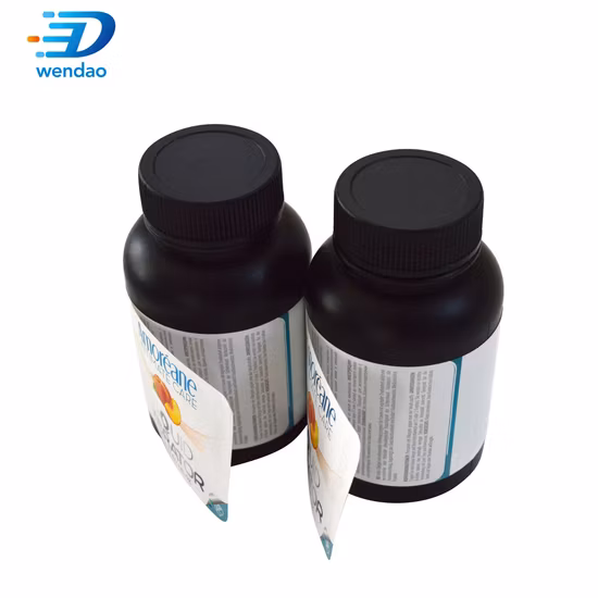 Etiqueta de folleto plegable de pedido personalizado de fábrica, etiqueta de doble capa de botella de vidrio de plástico